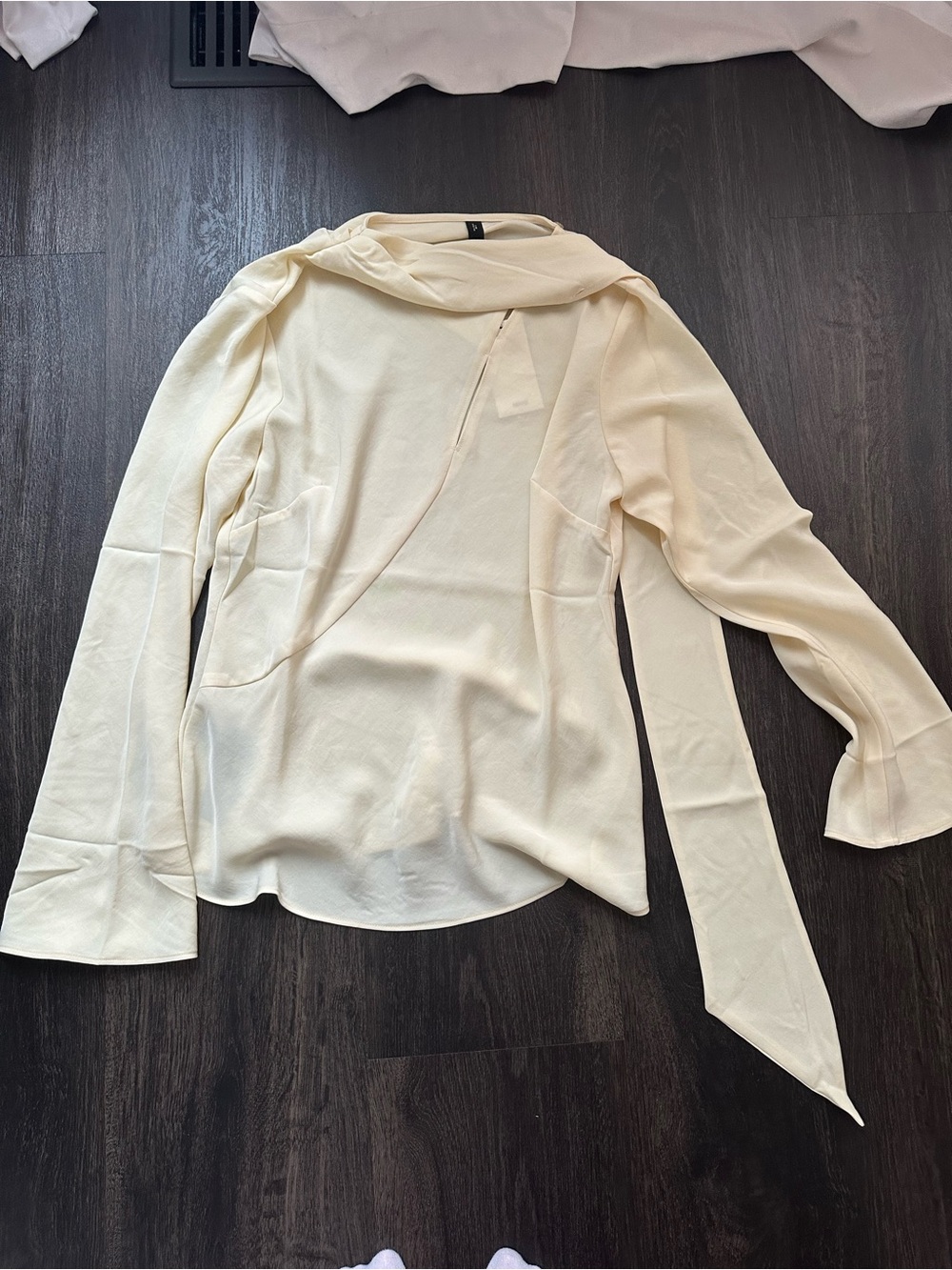 Mango Cream Long-Sleeve Wrap Blouse